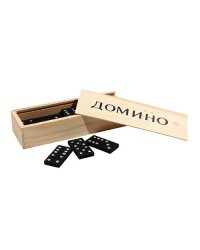 Домино пластиковое (14.7*5*3 см) в деревянной коробке (Арт.P00070)