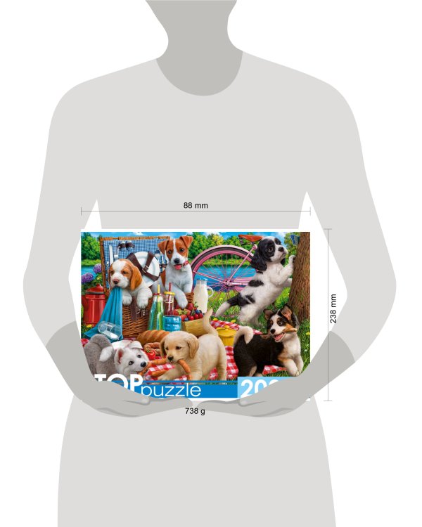 TOPpuzzle. ПАЗЛЫ 2000 элементов. П2000-0741 Щенки на пикнике