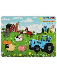 Игрушка деревянная СИНИЙ ТРАКТОР вкладыши, терм. пакет Буратино в кор.200шт