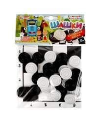 Настольная игра шашки Синий трактор в пакете с хэдером малого формата. Умные игры в кор.50шт