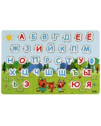 Игрушка деревянная Три Кота вкладыши "алфавит", терм. пакет Буратино в кор.200шт