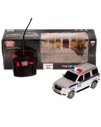Машина р/у UAZ ПАТРИОТ ПОЛИЦИЯ 19 см, свет, сер, кор. Технопарк в кор.2*24шт
