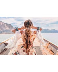 Алмаз. мозаика (блест.) 20х30 см, с част. заполн.(18цв.) ЗАГАДОЧНАЯ ДЕВУШКА В ЛОДКЕ (Арт.ASF054)