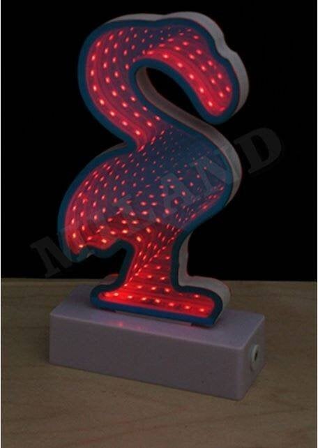 Зеркальные светильники (MILAND) Зеркальный 3D светильник Фламинго, красный свет УД-9720
