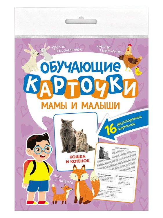 СЕРИЯ: ОБУЧАЮЩИЕ КАРТОЧКИ в папке с европодвесом 170х220 (Проф-Пресс) ОБУЧАЮЩИЕ КАРТОЧКИ европодвес. МАМЫ И МАЛЫШИ