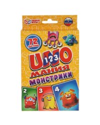 Уномания. Монстрики.Коробка с европодвесом карточки 72 шт. 85х62 мм. Умные игры в кор.50шт