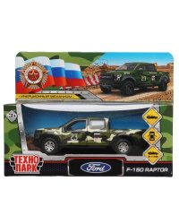 Машина металл FORD F150 RAPTOR 12см, двер, баг, инер, камуф, кор. Технопарк в кор.2*36шт
