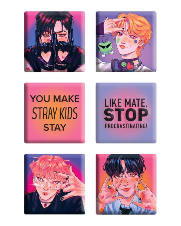 Stray Kids. Набор 3D стикеров (6 шт., оранжевый)