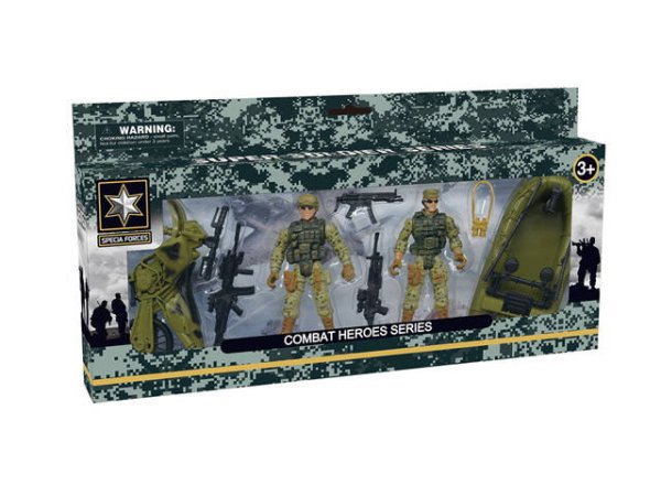 Военный игровой набор "Солдаты"(две фигур.,лодка,мотоцикл,в кор.)(36,5x4,5x20 cм) ( Арт. 2180029)