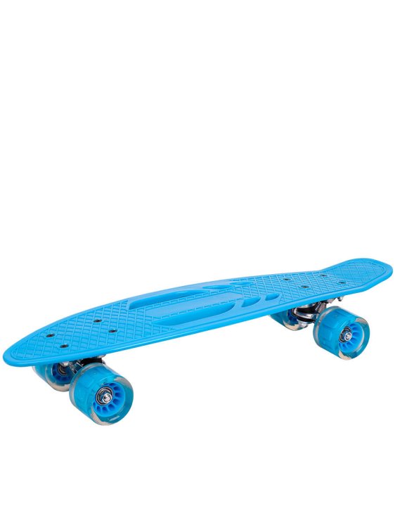 Скейтборд пластик,основа аллюм.,(56х15х10)(колеса ПУ 60мм со светом,голубой) (Арт.HB210805-3B)