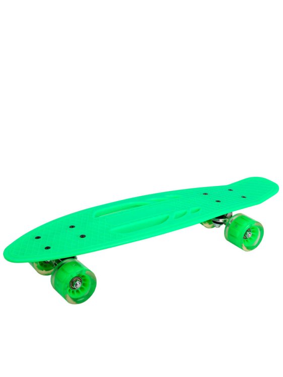 Скейтборд пластик,основа аллюм.,(56х15х10)(колеса ПУ 60мм со светом,зелёный) (Арт.HB210805-3G)