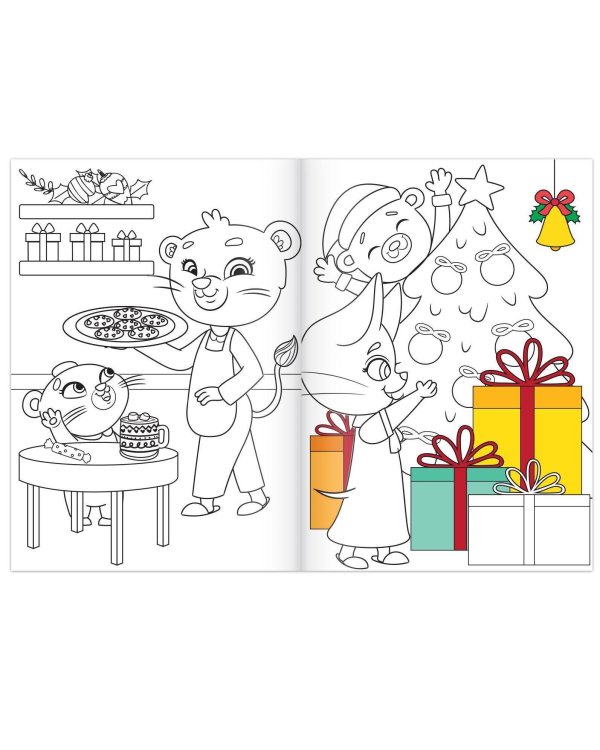 Раскраска новогодняя «Озорные зверята», 12 стр.