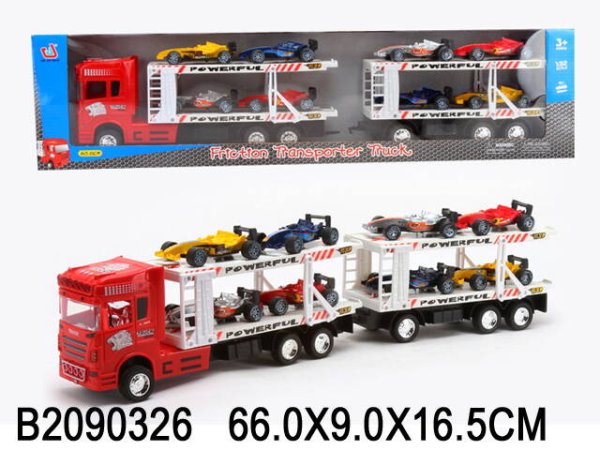 Машинка инерц."Автовоз с прицепом и 8 гоночными машинками"(66*9*16,5см)(в кор.)(Арт.2090326)