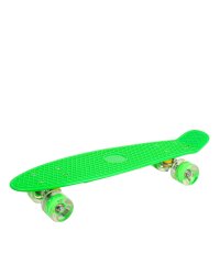 Скейтборд (56х15х10) дека пластик, основа аллюм., колеса ПУ 60мм со светом, зелёный ( Арт. M350-1sG)
