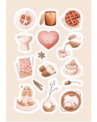 Нежность деталей. Набор стикеров А5 от Ольги Примаченко (5 листов стикеров)