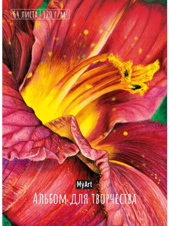 СЕРИЯ: MyArt. АЛЬБОМ ДЛЯ ТВОРЧЕСТВА 64л выб.лак. кругл.углы, резинка 204х299 (бумага 120гр) (Проф-Пресс) My Art. АЛЬБОМ ДЛЯ ТВОРЧЕСТВА. ЦВЕТОК