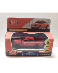 Машина металл FORD Ranger пикап пожарный 12см, открыв. двери, инерц. в кор. Технопарк в кор.2*24шт