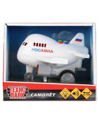 Модель на бат. свет+звук "САМОЛЕТ",длина 14,5см, пластик, инерц. в русс. кор. Технопарк в кор.2*24шт