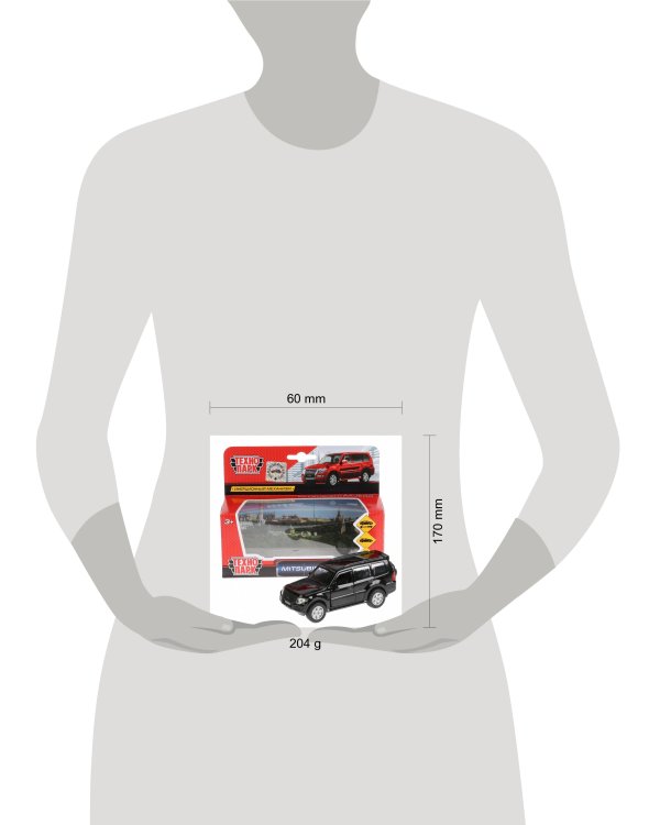 Машина металл Mitsubishi Pajero черный 12 см, открыв.двери, багажник, инерц. Технопарк в кор.2*24шт