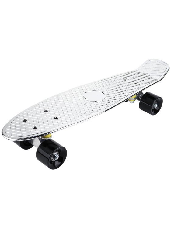 Пенниборд (56х14х10) дека пластик, основа алюм., колеса ПУ свет, белый (Арт. WX-215S)