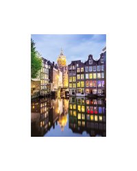 Алмазн. мозаика 22х32 c подр., с полн. заполн. (класс.)(22 цв.) ВЕЧЕРНИЙ ГОРОД У ВОДЫ (Арт. AC22086)