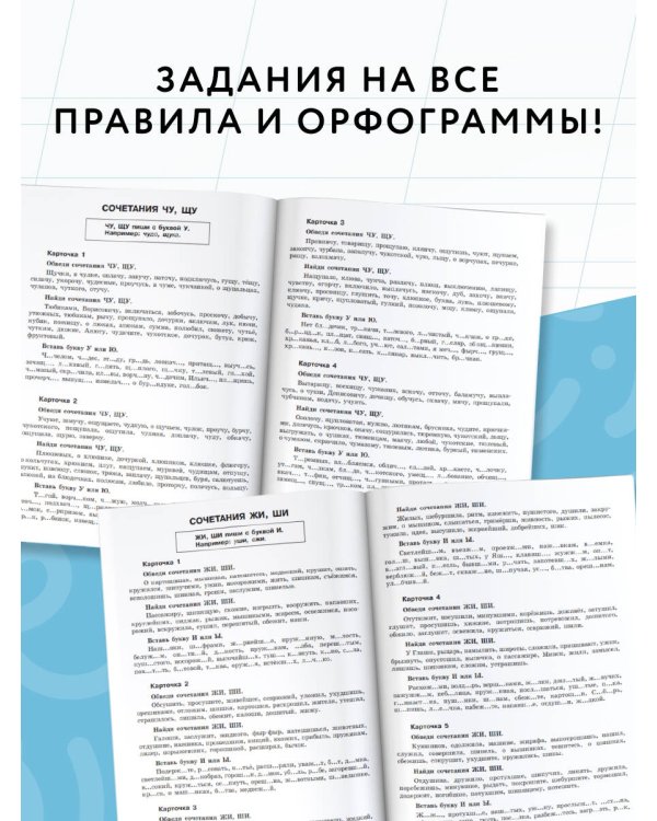 30000 учебных примеров и заданий по русскому языку на все правила и орфограммы. 1 класс.