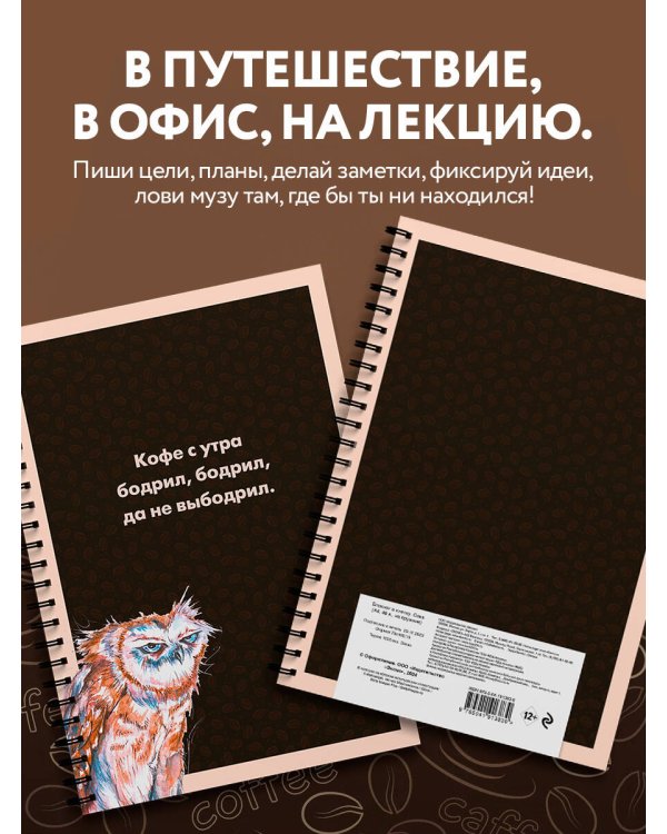 Блокнот в клетку. Сова (А4, 48 л., на пружине)