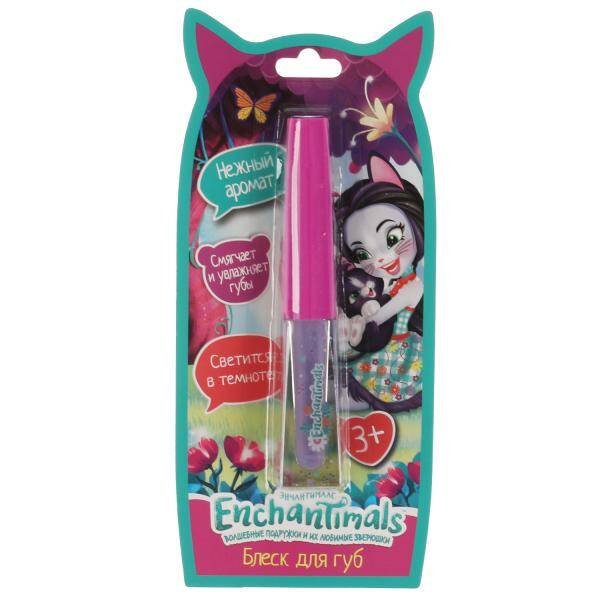 Косметика ДЛЯ ДЕВОЧЕК ЭНЧЕНТИМАЛС блеск для губ 3мл, фиол свет темн, блист МИЛАЯ ЛЕДИ в кор.6*24шт