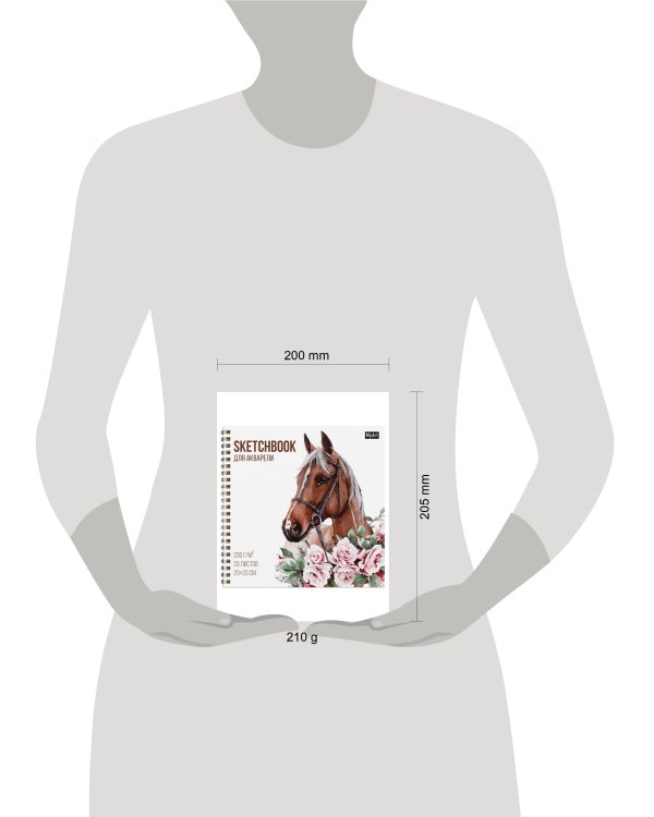 MyArt. СКЕТЧБУК для АКВАРЕЛИ на гребне. ЛОШАДЬ В ЦВЕТАХ