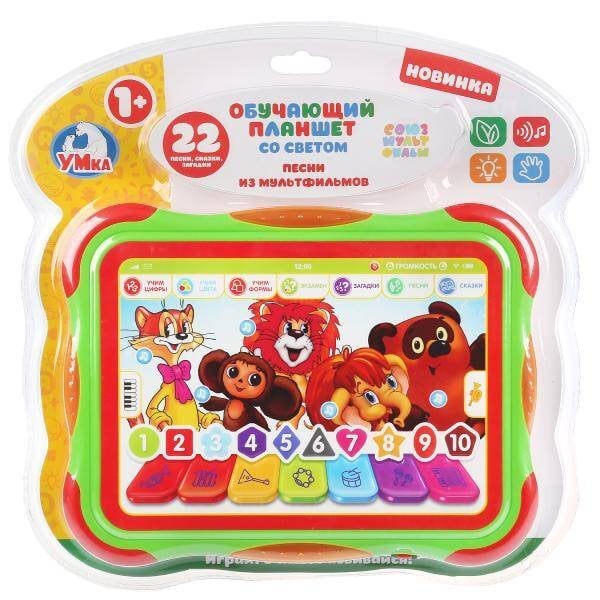 Обучающий планшет песни из м/ф, "Союзмультфильм" учим цифры, формы и цвета "Умка" в кор.2*24шт
