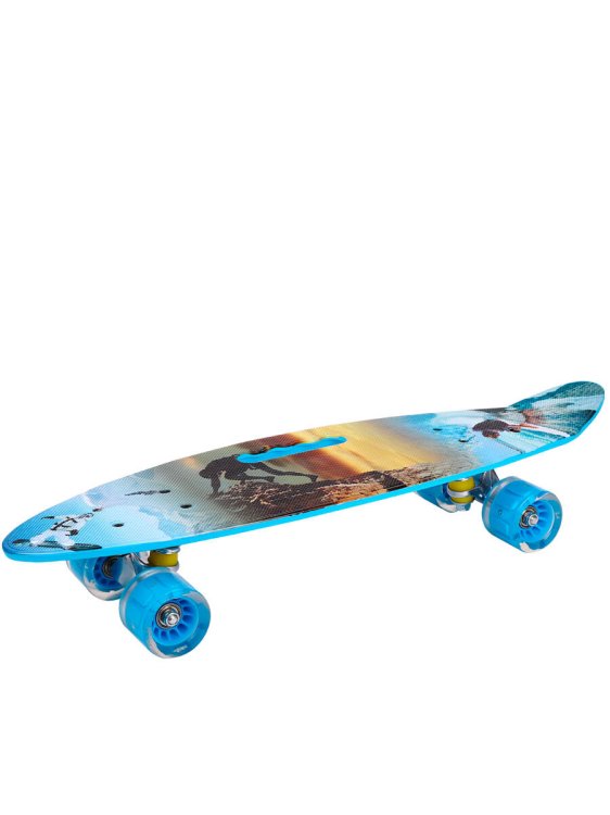 Скейтборд "Стремительный-2"плас,основа аллюм.,(59х16,5х10)(колеса ПУ 60мм со свет)( Арт. H1904-3/4)