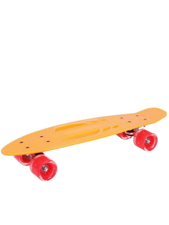 Скейтборд пластик,основа аллюм.,(56х15х10)(колеса ПУ 60мм со светом,оранжевый) (Арт.HB210805-3O)