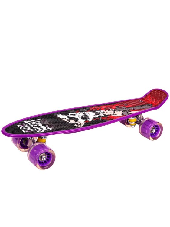 Скейтборд "Скорость-2"  пластик,основа аллюм.,(54х14,5х10)(колеса ПУ 60мм со светом) ( Арт. H1901/2)