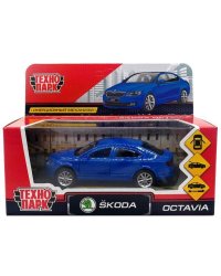 Машина металл "SKODA OCTAVIA", длина 12см, открыв. двери, инерц, СИНИЙ в кор. Технопарк в кор.2*36шт