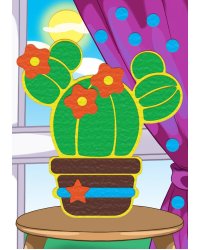 Алмаз. мозаика (класс.) 10х15 см, с подр., с полн. заполн. Кактус с цветочкми (Арт. AC1042)