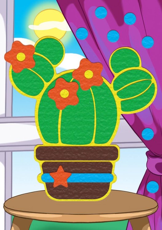 Алмаз. мозаика (класс.) 10х15 см, с подр., с полн. заполн. Кактус с цветочкми (Арт. AC1042)