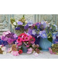 Алмаз.мозаика(блест.)40х50см,с подр.,с част. зап.(31цв.)Нежные цветы в светлых вазах (Арт. ASD5031)