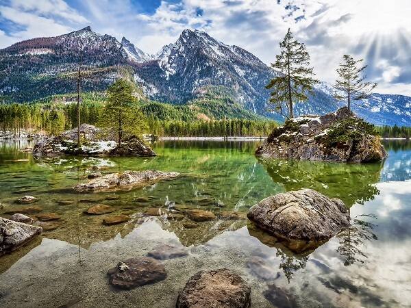 Алмаз.мозаика(класс.)30х40 см,на карт.с част.зап.(14 цв.)Спокойствие весенней природы (Арт. ACA038)