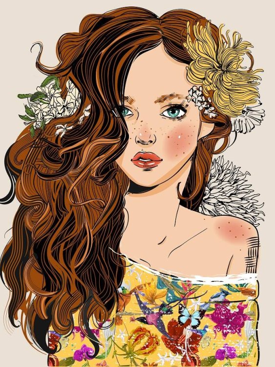 Алмаз.мозаика(класс.)30х40 см,на карт.с част.зап.(21 цв.)Летняя девушка (Арт. ACA040)