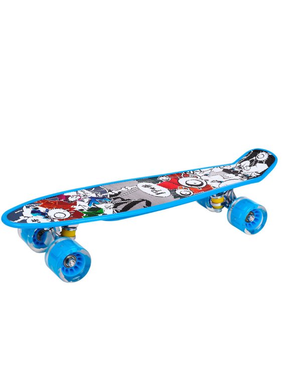 Скейтборд "Скорость-3"  пластик,основа аллюм.,(54х14,5х10)(колеса ПУ 60мм со светом) ( Арт. H1901/3)