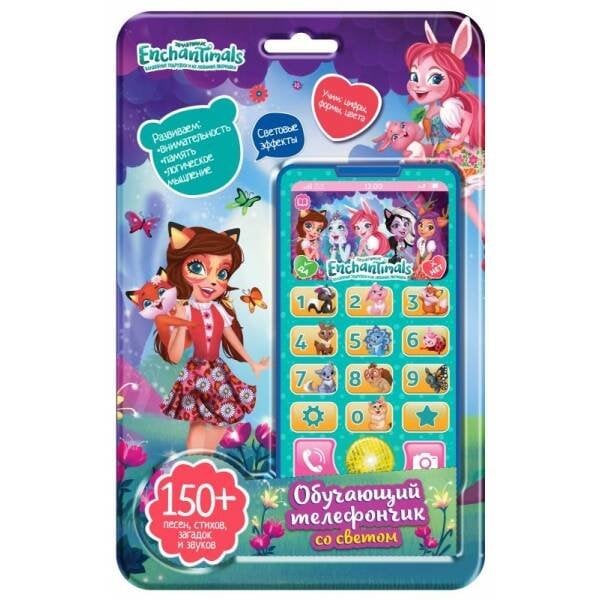 Обучающий телефончик ЭНЧАНТИМАЛС 150 песен,стихов,загадок,звуков.свет.блист.бат. Умка в кор.120шт