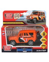Машина металл UAZ HUNTER, 11,5 см,  дв., багаж., инерц., оранж., кор. Технопарк в кор.2*24шт