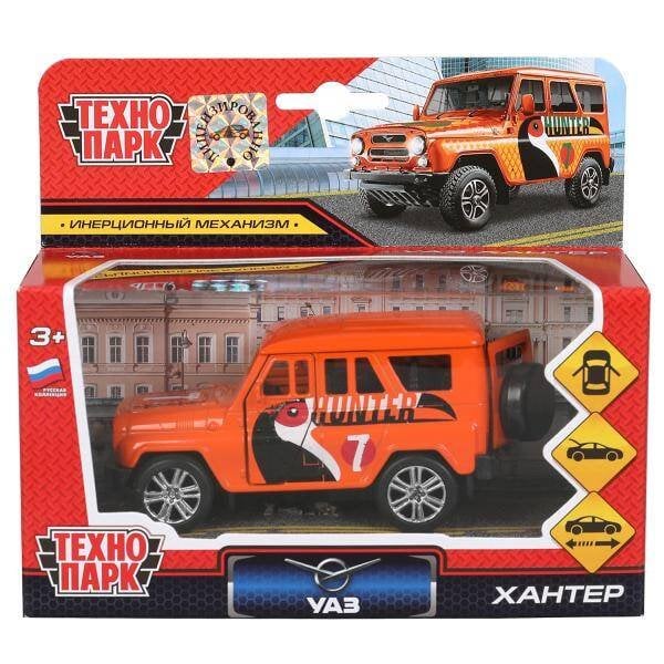 ЛЕГКОВОЙ ТРАНСПОРТ (Умка) Машина металл UAZ HUNTER, 11,5 см, дв., багаж., инерц., оранж., кор. Технопарк в кор.2*24шт