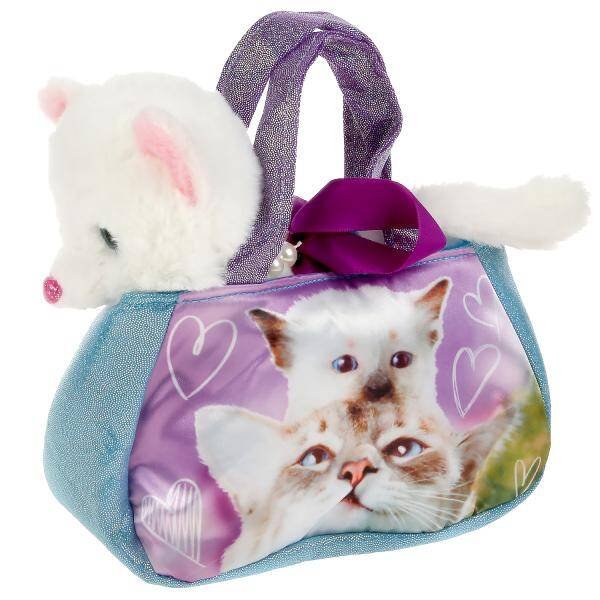 Мягкая игрушка кошка 16см в сумочке , в пак ТМ "МОЙ ПИТОМЕЦ" в кор.24шт