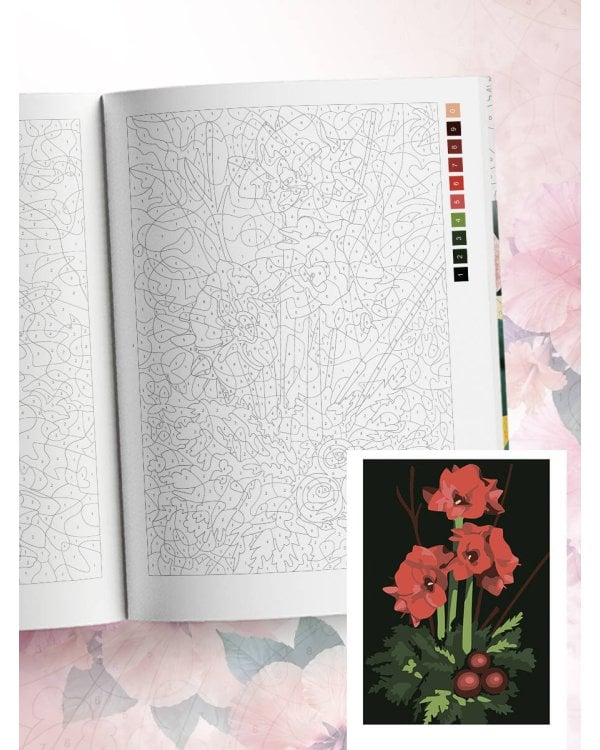 Прекрасные цветы. Раскраска по номерам