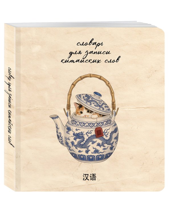 Словарь для записи китайских слов (15х15 см) (Котик в чайнике)