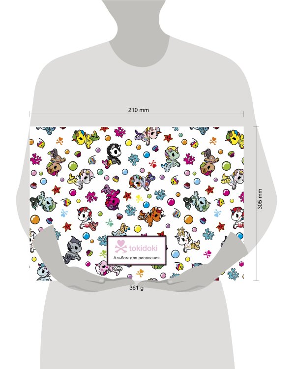 Вселенная tokidoki. Единорожки. Альбом для рисования (формат А4, офсет 160 гр., 50 страниц, евроспираль, с заданиями)