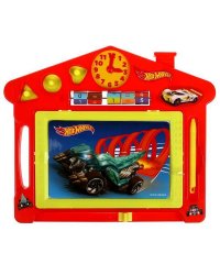 Доска для рисования ХОТ ВИЛС магнитная, 3 штампа, часы, счеты, 27*23см ИГРАЕМ ВМЕСТЕ в кор.3*32шт