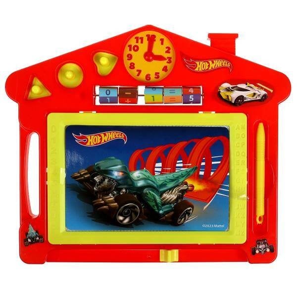 МАГНИТНЫЕ ДОСКИ (Умка) Доска для рисования ХОТ ВИЛС магнитная, 3 штампа, часы, счеты, 27*23см ИГРАЕМ ВМЕСТЕ в кор.3*32шт