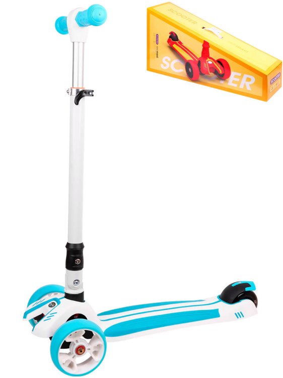 Самокат 3-х колесный со светом 55*26*64-77 cm (Арт. WX-MAXI-858)